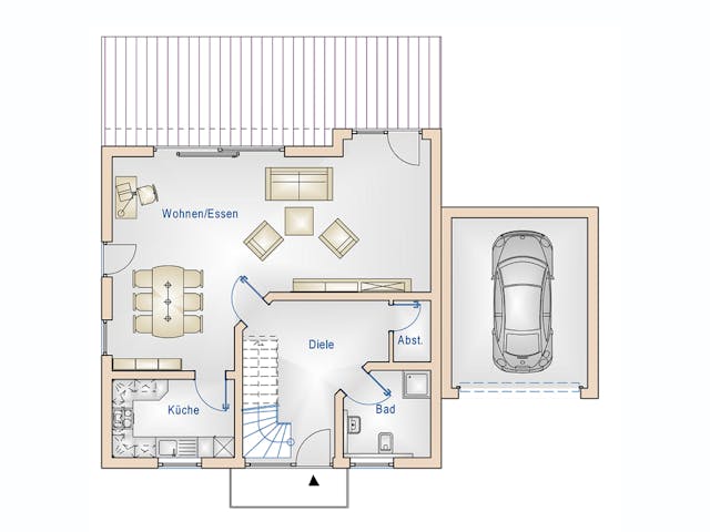 Massivhaus Haus 1 von Loewenfeld Bauen Schlüsselfertig ab 399000€, Satteldach-Klassiker Grundriss 1