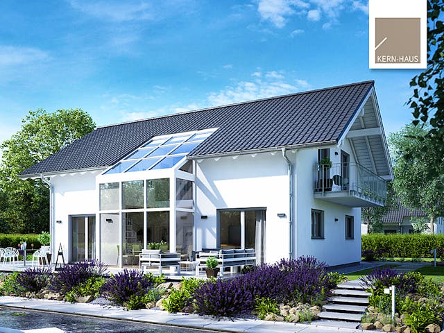 Massivhaus Familienhaus Luce von Kern-Haus Schlüsselfertig ab 613900€, Satteldach-Klassiker Außenansicht 1