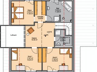 Massivhaus Familienhaus Luce von Kern-Haus Schlüsselfertig ab 625900€, Satteldach-Klassiker Grundriss 2