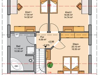 Massivhaus Familienhaus Luna von Kern-Haus Schlüsselfertig ab 352900€, Satteldach-Klassiker Grundriss 2