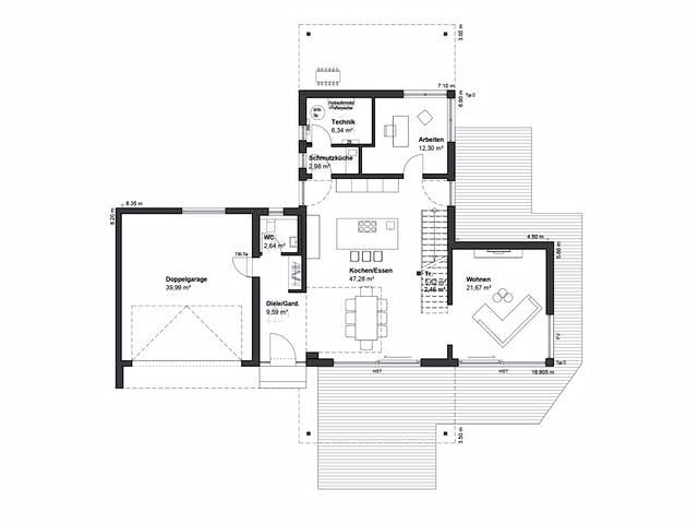 Fertighaus LUXHAUS | core - MH Bad Vilbel von LUXHAUS, Cubushaus Grundriss 1