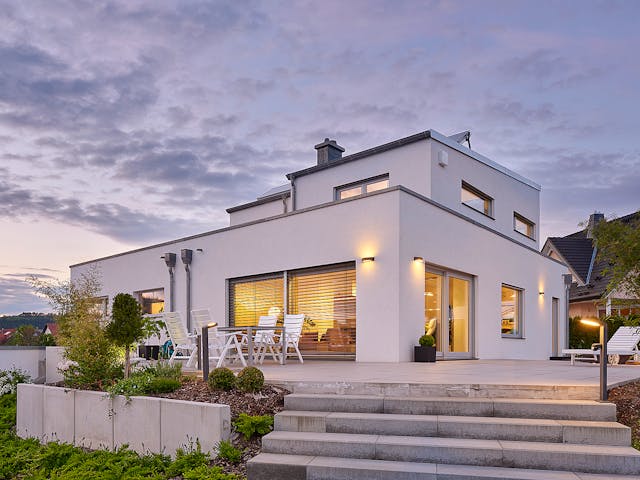 Fertighaus Pultdach Klassik 189 von LUXHAUS, Pultdachhaus Außenansicht 1