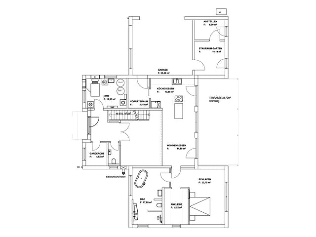 Fertighaus Pultdach Klassik 254 von LUXHAUS, Pultdachhaus Grundriss 1