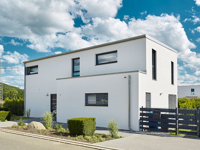 Fertighaus Pultdach Klassik 182 von LUXHAUS, Pultdachhaus Außenansicht 1