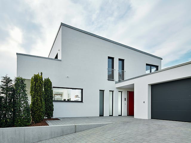 Fertighaus Pultdach Klassik 257 von LUXHAUS, Pultdachhaus Außenansicht 3