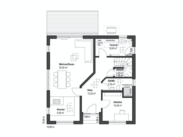 Fertighaus Walmdach 157 von LUXHAUS, Stadtvilla Grundriss 1