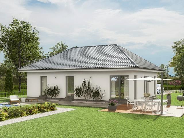 Fertighaus ComfortStyle 10.01 W von massa haus Ausbauhaus ab 134999€, Bungalow Außenansicht 4