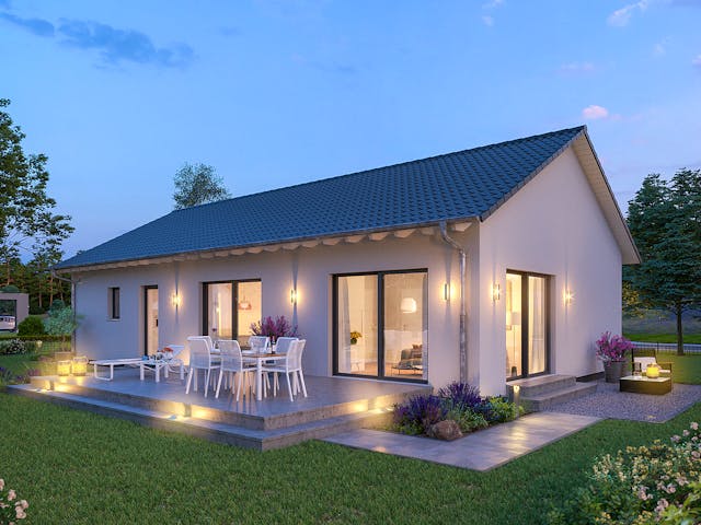 Fertighaus ComfortStyle 11.02 S von massa haus Ausbauhaus ab 148999€, Bungalow Außenansicht 1 Fertighaus ComfortStyle 11.02 S von massa haus Ausbauhaus ab 148999€, Bungalow Außenansicht 1