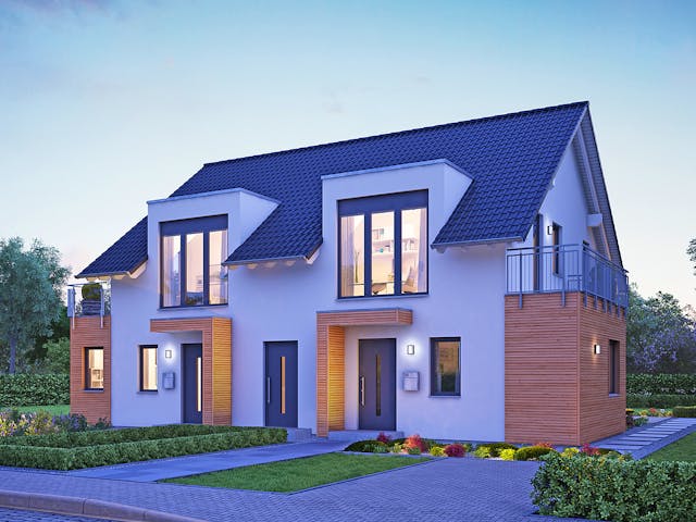 Fertighaus FamilyStyle 21.02 S von massa haus Ausbauhaus ab 188999€, Satteldach-Klassiker Außenansicht 1