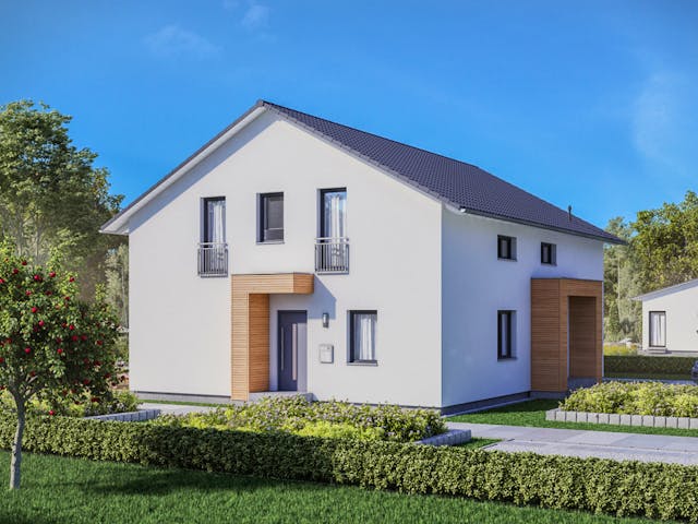 Fertighaus FamilyStyle 23.01 S von massa haus Ausbauhaus ab 186999€, Satteldach-Klassiker Außenansicht 4