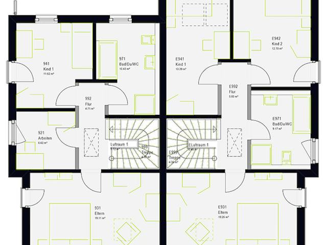 Fertighaus FamilyStyle 24.01 S von massa haus Ausbauhaus ab 208999€, Satteldach-Klassiker Grundriss 2