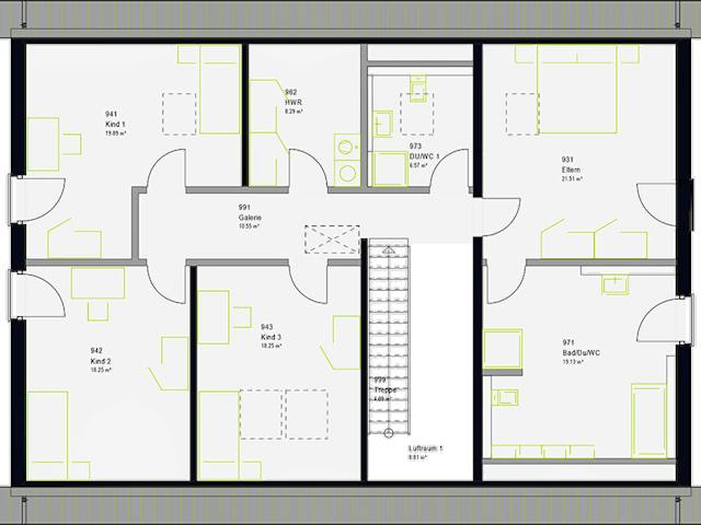 Fertighaus FamilyStyle 26.01 S von massa haus Ausbauhaus ab 200999€, Satteldach-Klassiker Grundriss 2