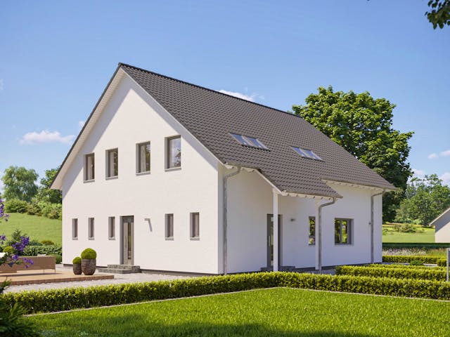 Fertighaus FamilyStyle 26.03 S von massa haus Ausbauhaus ab 213999€, Satteldach-Klassiker Außenansicht 2