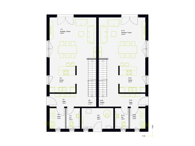 Fertighaus FamilyStyle 26.03 S von massa haus Ausbauhaus ab 213999€, Satteldach-Klassiker Grundriss 1