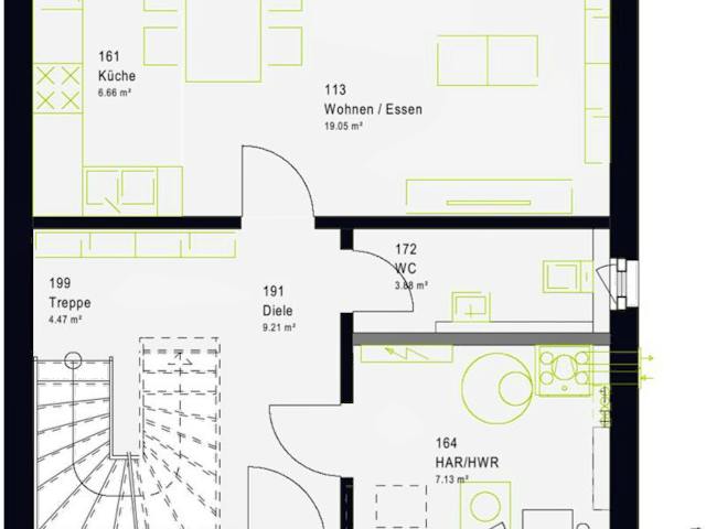 Fertighaus LifeStyle 09.01 S von massa haus Ausbauhaus ab 111999€, Satteldach-Klassiker Grundriss 1