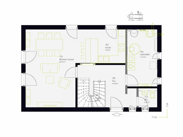 Fertighaus LifeStyle 12.01 S von massa haus Ausbauhaus ab 129999€, Satteldach-Klassiker Grundriss 1