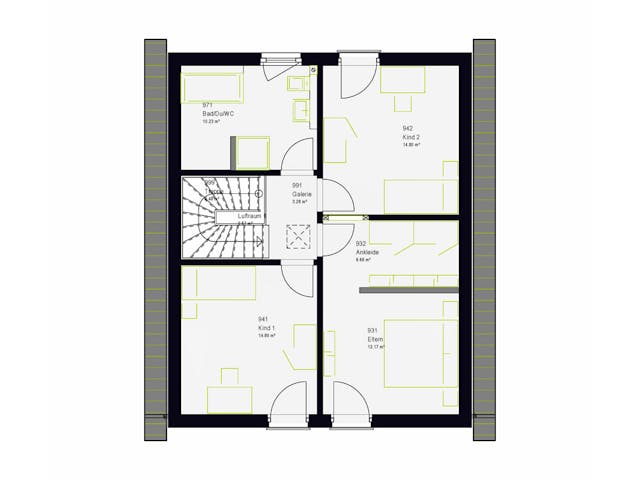 Fertighaus LifeStyle 13.02 S von massa haus Ausbauhaus ab 131999€, Satteldach-Klassiker Grundriss 2