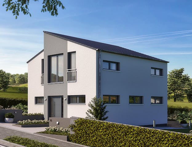 Moderner Baustil mit kreativ versetztem Pultdach von massa haus