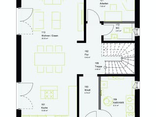 Fertighaus LifeStyle 14.04 S von massa haus Ausbauhaus ab 134999€, Satteldach-Klassiker Grundriss 1