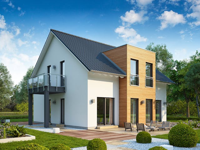 Fertighaus LifeStyle 16.02 S von massa haus Ausbauhaus ab 146999€, Satteldach-Klassiker Außenansicht 1 Fertighaus LifeStyle 16.02 S von massa haus Ausbauhaus ab 146999€, Satteldach-Klassiker Außenansicht 1