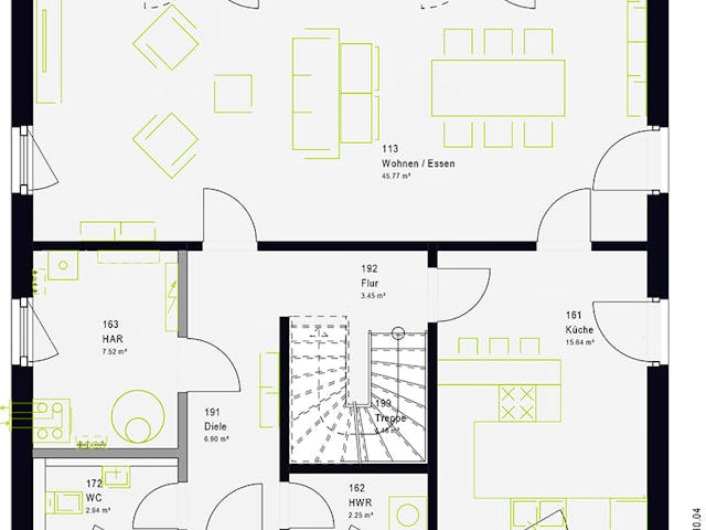 Fertighaus LifeStyle 16.02 S von massa haus Ausbauhaus ab 146999€, Satteldach-Klassiker Grundriss 1