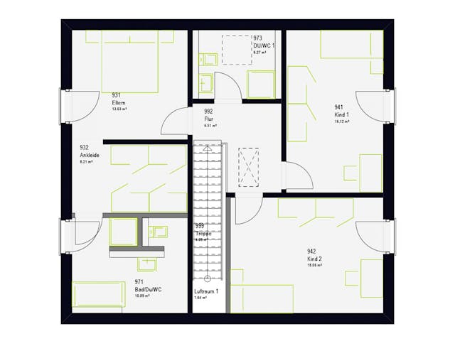 Fertighaus LifeStyle 16.03 S von massa haus Ausbauhaus ab 153999€, Satteldach-Klassiker Grundriss 2