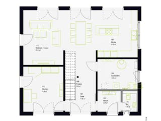 Fertighaus LifeStyle 18.06 S von massa haus Ausbauhaus ab 156999€, Satteldach-Klassiker Grundriss 1