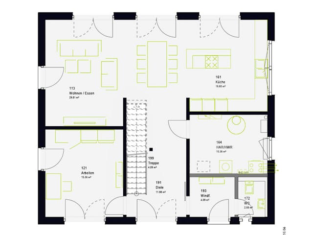 Fertighaus LifeStyle 18.06 S von massa haus Ausbauhaus ab 156999€, Satteldach-Klassiker Grundriss 1