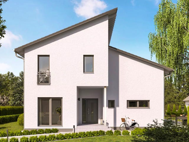 Fertighaus LifeStyle 24.01 P von massa haus Ausbauhaus ab 200999€, Pultdachhaus Außenansicht 1