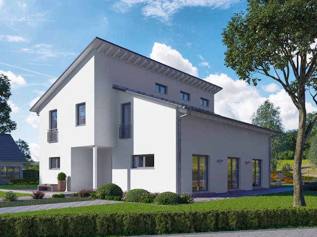 Fertighaus LifeStyle 24.01 P von massa haus Ausbauhaus ab 200999€, Pultdachhaus Außenansicht 2