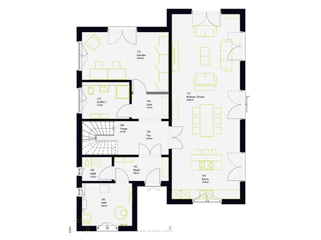 Fertighaus LifeStyle 24.01 P von massa haus Ausbauhaus ab 200999€, Pultdachhaus Grundriss 1