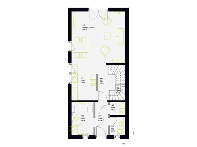 Fertighaus TwinStyle 11.01 S von massa haus Ausbauhaus ab 137999€, Satteldach-Klassiker Grundriss 1 Fertighaus TwinStyle 11.01 S von massa haus Ausbauhaus ab 137999€, Satteldach-Klassiker Grundriss 1