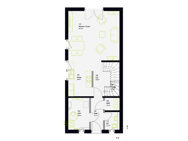 Fertighaus TwinStyle 11.01 S von massa haus Ausbauhaus ab 137999€, Satteldach-Klassiker Grundriss 1