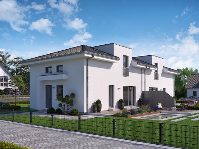 Fertighaus TwinStyle 13.01 W von massa haus Ausbauhaus ab 161999€, Stadtvilla Außenansicht 1 Fertighaus TwinStyle 13.01 W von massa haus Ausbauhaus ab 161999€, Stadtvilla Außenansicht 1