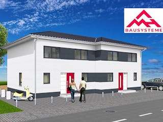 Massivhaus Dppelhaus mit zwei mal 113 m² von Mein Haus Bausysteme, Stadtvilla Außenansicht 4