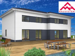 Massivhaus Dppelhaus mit zwei mal 113 m² von Mein Haus Bausysteme, Stadtvilla Außenansicht 5