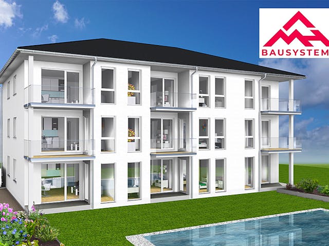 Massivhaus Mehrfamilienhaus mit 9 Wohneinheiten von Mein Haus Bausysteme, Stadtvilla Außenansicht 1 Massivhaus Mehrfamilienhaus mit 9 Wohneinheiten von Mein Haus Bausysteme, Stadtvilla Außenansicht 1