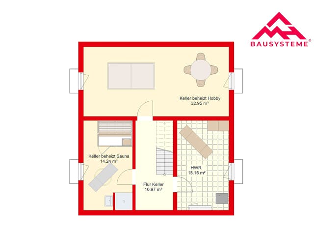 Massivhaus Trendhaus  Junge Familie 135 und  Keller mit LIAPLAN gebaut von Mein Haus Bausysteme, Grundriss 1