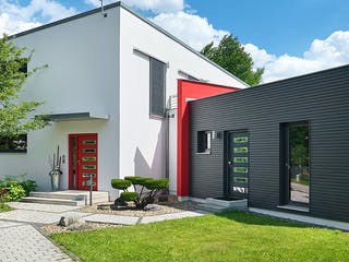 Fertighaus MH Georgensgmünd von LUXHAUS, Pultdachhaus Außenansicht 1 Fertighaus MH Georgensgmünd von LUXHAUS, Pultdachhaus Außenansicht 1