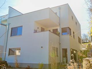 Massivhaus Flachdachhaus am Hang von Massivhaus Rhein Lahn, Cubushaus Außenansicht 3