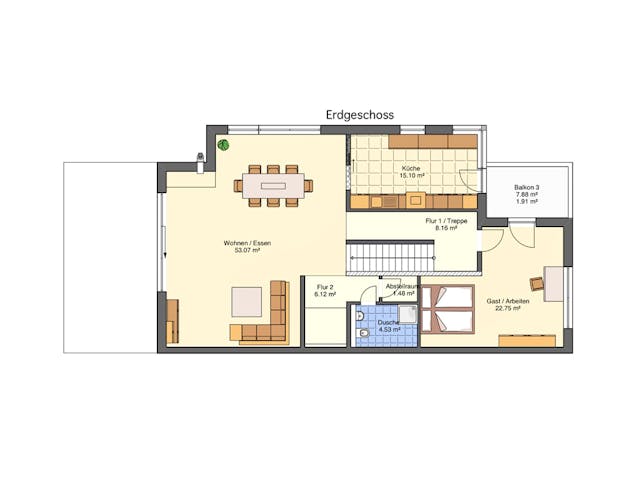 Massivhaus Flachdachhaus am Hang von RheinMassiv Massivhäuser, Cubushaus Grundriss 1