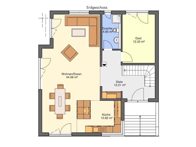 Massivhaus Elegantes Flachdachhaus am Hang von RheinMassiv Massivhäuser, Cubushaus Grundriss 1