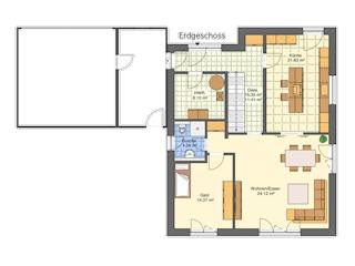 Massivhaus Stylisches Flachdachhaus von RheinMassiv Massivhäuser, Cubushaus Grundriss 1