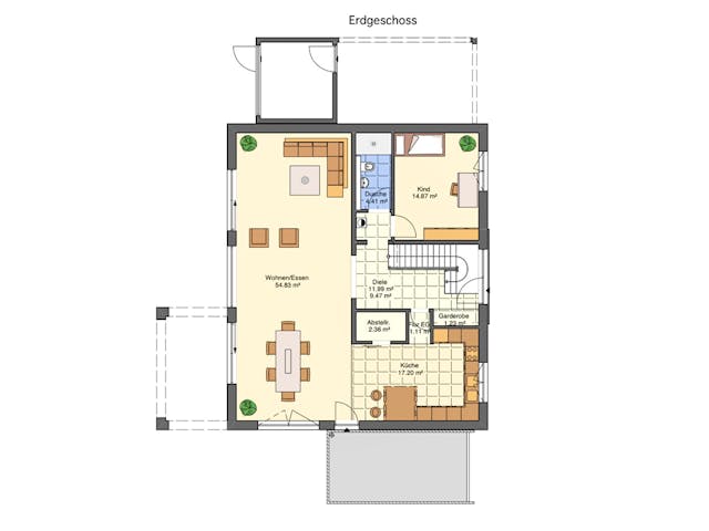 Massivhaus Flachdachhaus mit Wow-Effekt von RheinMassiv Massivhäuser, Cubushaus Grundriss 1