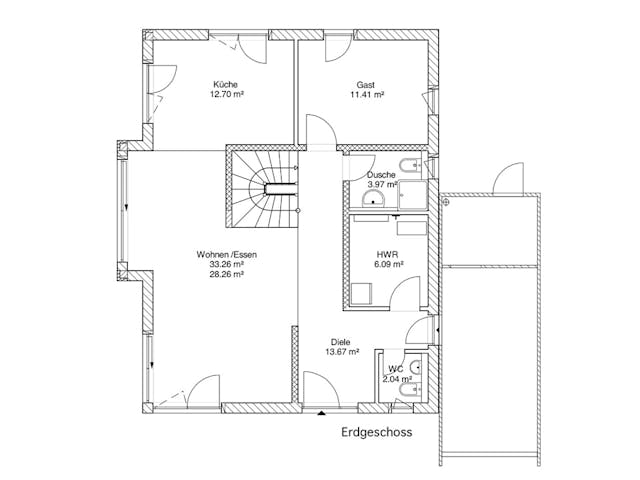 Massivhaus Großzügiges Pultdachhaus von RheinMassiv Massivhäuser, Pultdachhaus Grundriss 1