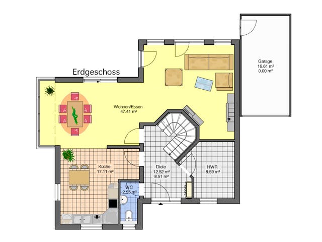 Massivhaus Traumhaftes Wohnen von RheinMassiv Massivhäuser, Pultdachhaus Grundriss 1