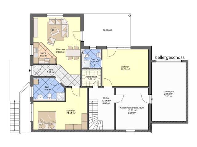 Massivhaus Bungalow mit Keller von RheinMassiv Massivhäuser, Bungalow Grundriss 1