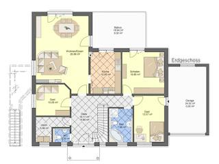 Massivhaus Bungalow mit Keller von RheinMassiv Massivhäuser, Bungalow Grundriss 2