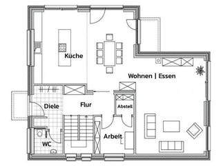 Massivhaus ALSTERTAL von Kagebau, Cubushaus Grundriss 1