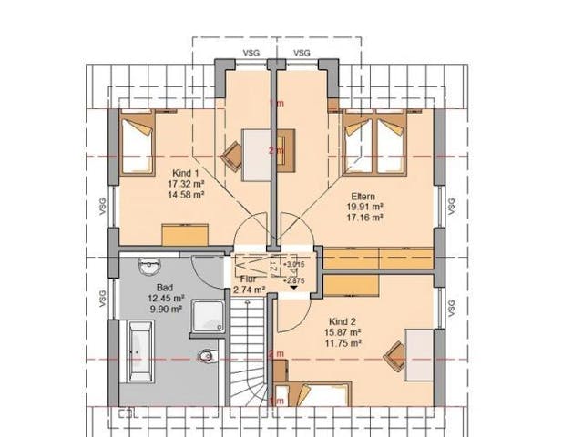 Massivhaus ARCHITEKTENHAUS ESPRIT KLINKER von Kern-Haus Chemnitz Schlüsselfertig ab 322900€, Satteldach-Klassiker Grundriss 1 Massivhaus ARCHITEKTENHAUS ESPRIT KLINKER von Kern-Haus Chemnitz Schlüsselfertig ab 322900€, Satteldach-Klassiker Grundriss 1